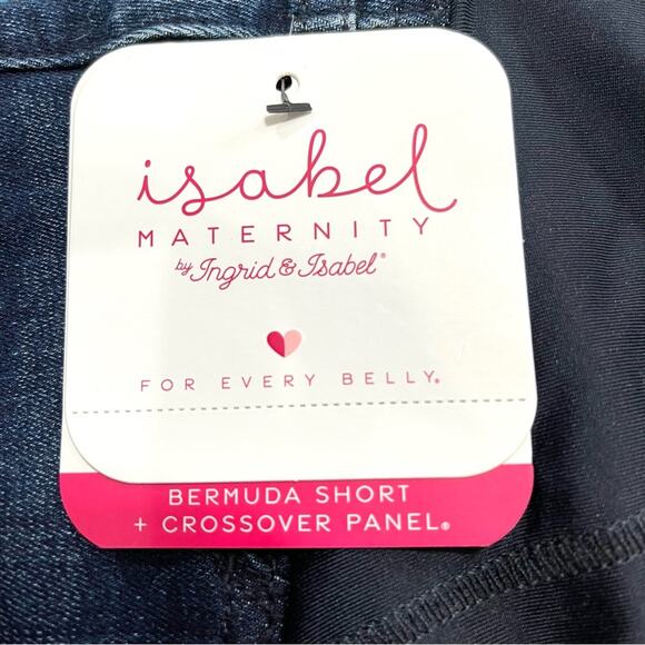 Isabel Maternity Power Stretch Denim Bermuda Shorts Crossover Panel in Back - 4 - Picture 7 of 12